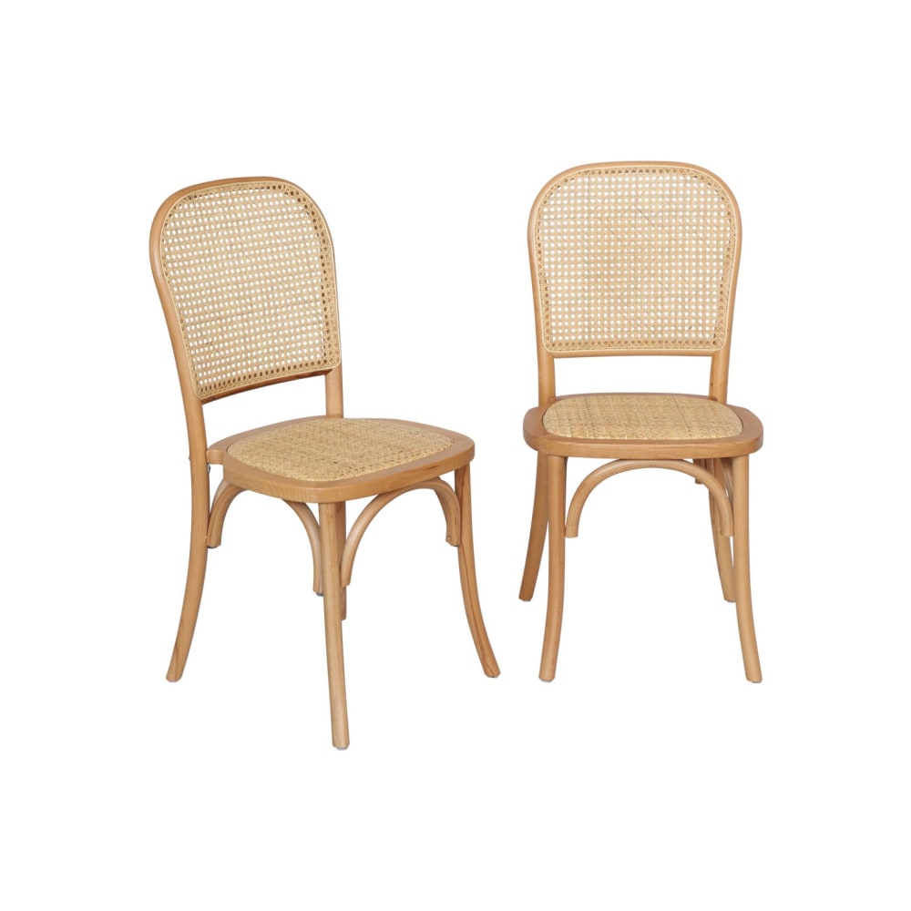 wohnli-moebel-suche-M25096694 Wohnli Möbelsuche - 2er-Set naturfarbene Holzstühle mit Rattan-Geflecht