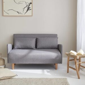 Sofa aus Stoff - Schlaffunktion - hellgrau 131x81x75cm Stoff Grau sweeek Sofas und Sessel Sofas Schlafsofas