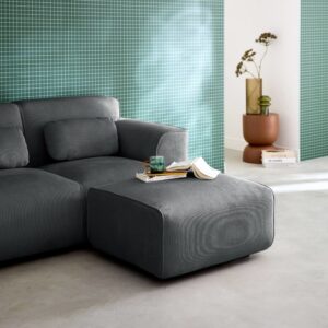 wohnli-moebel-suche-M25096763-1 Hocker mit dunkelgrauem Cordbezug für 2-Sitzer Sofa 76x41x70cm Holz Grau sweeek Sofas und Sessel Sessel, Poufs und Fußbänke Sitzsäcke