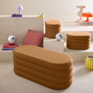 wohnli-moebel-suche-M25096769-1 Rostrote Sitzbank mit 2 Hockern und Stauraum 45x42x111cm PES - Polyester Braun sweeek Sofas und Sessel Sessel, Poufs und Fußbänke Sitzsäcke