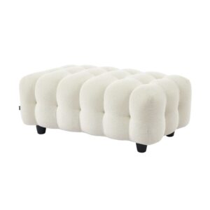 Wohnli Möbelsuche - Sitzhocker mit Bouclébezug für 3-Sitzer Sofa creme