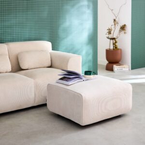 wohnli-moebel-suche-M25096773-1 Hocker mit cremefarbenem Cordbezug für 2-Sitzer Sofa 76x41x70cm Holz Braun sweeek Sofas und Sessel Sessel, Poufs und Fußbänke Sitzsäcke