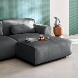 wohnli-moebel-suche-M25096797-1 Fußhocker mit dunkelgrauem Cordbezug für 2-Sitzer Sofa
