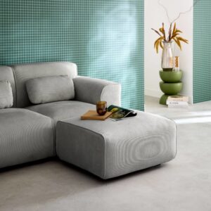 wohnli-moebel-suche-M25096799-1 Hocker mit hellgrauem Cordbezug für 2-Sitzer Sofa 76x41x70cm Holz Grau sweeek Sofas und Sessel Sessel, Poufs und Fußbänke Sitzsäcke