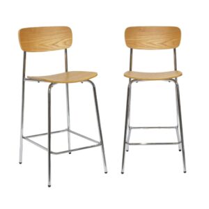 wohnli-moebel-suche-M25096805-1 2er-Set Vintage-Barhocker aus Sperrholz mit Eschenholzfurnier und 42x94x50cm Spanplatte Braun sweeek Möbel Esszimmermöbel Barhocker
