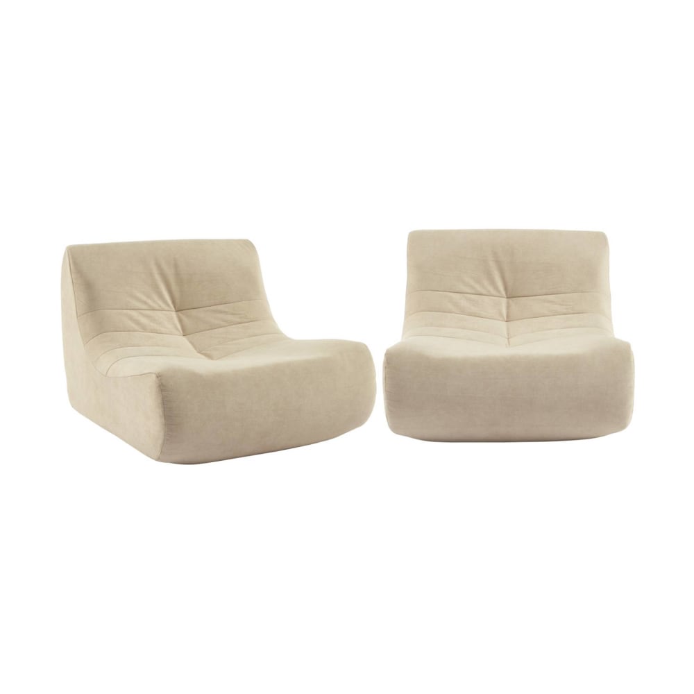 wohnli-moebel-suche-M25096823 Wohnli Möbelsuche - 2er-Set Sessel ohne Armlehne mit Samtbezug in beige
