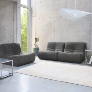 wohnli-moebel-suche-M25096831-1 3er-Set Sessel mit strukturiertem Bouclé-Bezug anthrazit 91x72x105cm Stoff Grau sweeek Sofas und Sessel Sofas Modulare Sofas