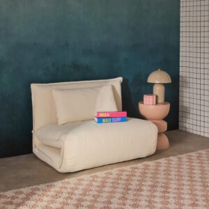 wohnli-moebel-suche-M25096867-1 1-Sitzer Schlafsessel mit Bouclé-Bezug in antikweiß 200x66x99cm Metall Weiß sweeek Sofas und Sessel Sofas Modulare Sofas