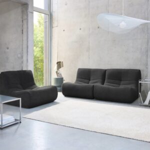 wohnli-moebel-suche-M25096881-1 3er-Set Sessel mit strukturiertem Bouclé-Bezug schwarz 91x72x105cm Stoff Schwarz sweeek Sofas und Sessel Sofas Modulare Sofas