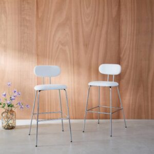 wohnli-moebel-suche-M25096889-1 2er-Set Barhocker eichenfarben/weiß/verchromt 48x103x54cm PVC - Polyvinlychlorid Weiß sweeek Möbel Wohnzimmermöbel Hocker