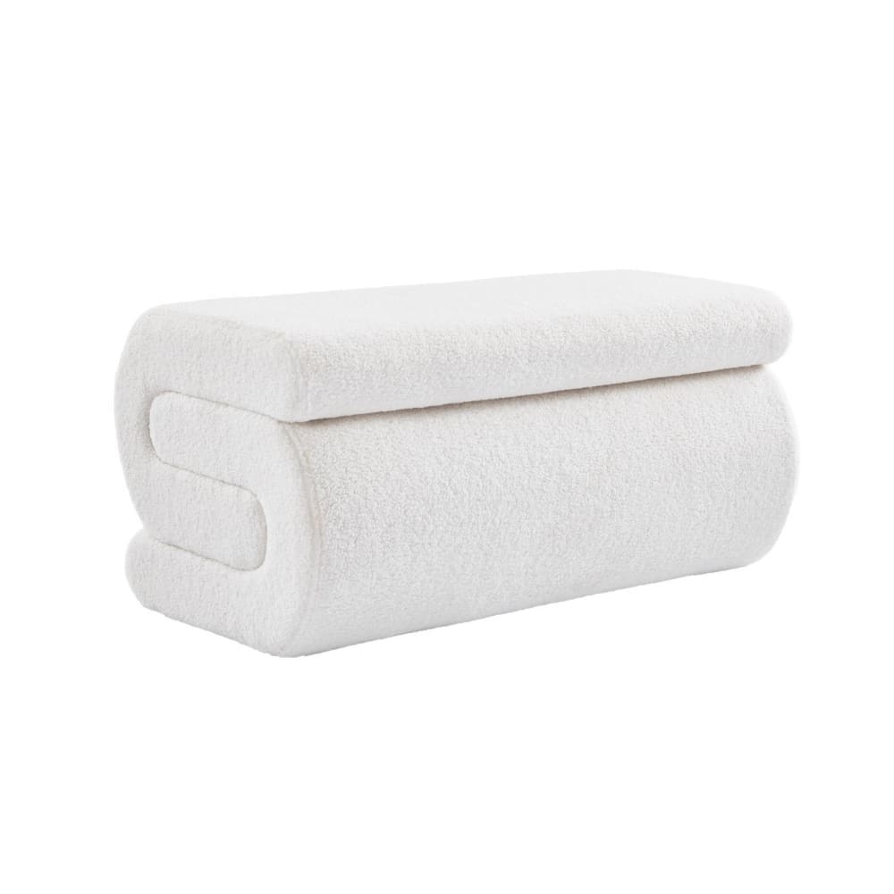 Wohnli Möbelsuche - Design-Sitzbank mit cremeweißem Bouclé-Bezug 1-2 Plätze