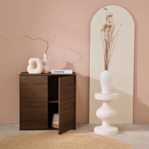 Schrank Aufbewahrungsmodul nussbaumfarbenes Holzdekor 2 Türen 70x70x35cm Holz Braun sweeek Möbel Wohnzimmermöbel Bücherregale
