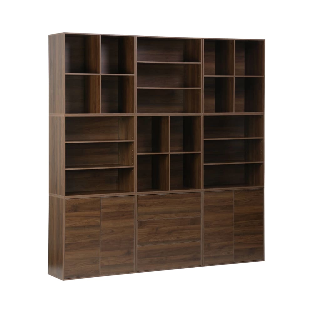 wohnli-moebel-suche-M25096991 Wohnli Möbelsuche - Modulares Regal nussbaumfarbenes Holzdekor 9 Elemente