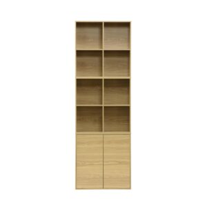wohnli-moebel-suche-M25096993-1 Modulares Regal eichenfarbenes Holzdekor 3 Elemente - 2 Türen 8 offene 70x70x35cm Holz Braun sweeek Möbel Wohnzimmermöbel Bücherregale