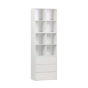 wohnli-moebel-suche-M25096995 Wohnli Möbelsuche - Modulares Regal weißes Holzdekor 3 Elemente - 3 Schubladen 8 Fächer