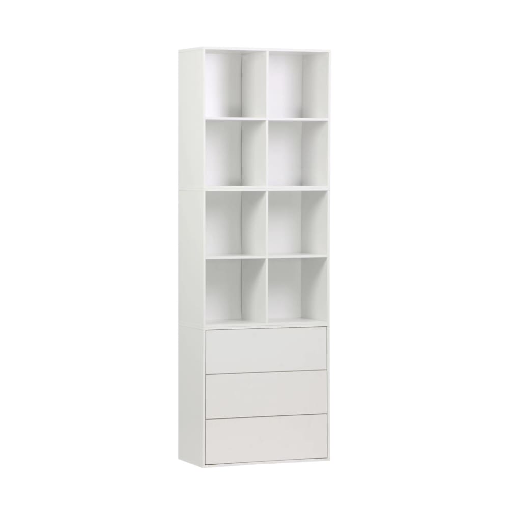 wohnli-moebel-suche-M25096995 Wohnli Möbelsuche - Modulares Regal weißes Holzdekor 3 Elemente - 3 Schubladen 8 Fächer