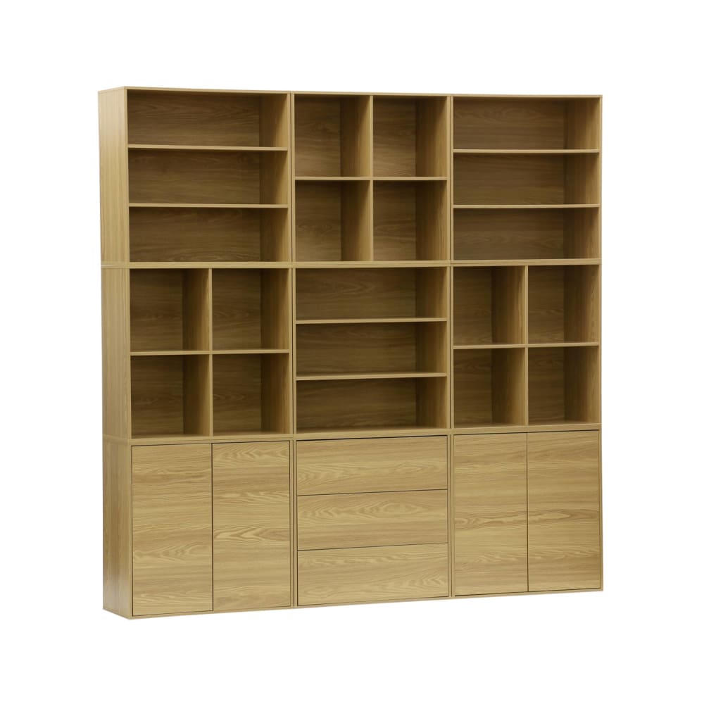 wohnli-moebel-suche-M25096996 Wohnli Möbelsuche - Modulares Regal eichenfarbenes Holzdekor 9 Elemente