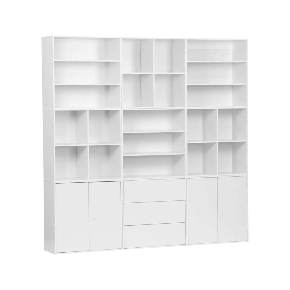 wohnli-moebel-suche-M25097000 Wohnli Möbelsuche - Modulares Regal weißes Holzdekor 9 Elemente