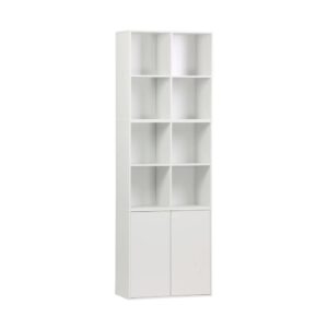 wohnli-moebel-suche-M25097001 Wohnli Möbelsuche - Modulares Regal weißes Holzdekor 3 Elemente - 2 Türen 8 offene Fächer