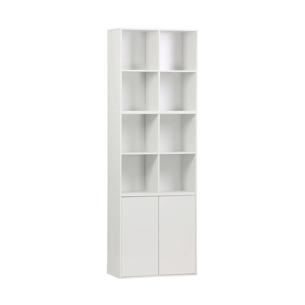 wohnli-moebel-suche-M25097001 Wohnli Möbelsuche - Modulares Regal weißes Holzdekor 3 Elemente - 2 Türen 8 offene Fächer