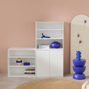 wohnli-moebel-suche-M25097003-1 Modulares Regal 3 Elemente Holzdekor weiß 70x210x35cm Holz Weiß sweeek Möbel Wohnzimmermöbel Bücherregale