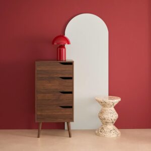 Hochkommode Holzdekor nussbaumfarben 4 Schubladen 48x96x39cm Spanplatte Braun sweeek Möbel Schlafzimmermöbel Kommoden