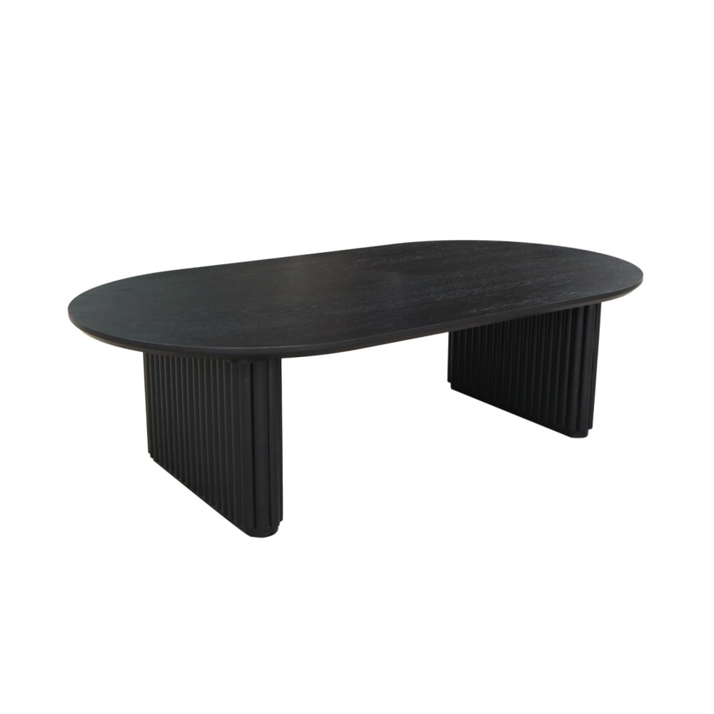 Wohnli Möbelsuche - Ovaler Couchtisch Heveaholz und Eichenfurnier schwarz