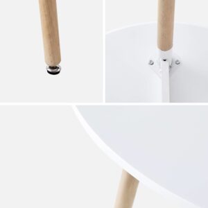 wohnli-moebel-suche-M25097051-1 Runder Tisch Ø80cm weiß Holz und MDF 80x73x80cm Stahl Weiß sweeek Möbel Esszimmermöbel Esstische