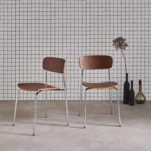 wohnli-moebel-suche-M25097074-1 2er-Set Vintage Stühle Chrom/nussbaumfarben 43x77x51cm Spanplatte Braun sweeek Möbel Esszimmermöbel Stühle