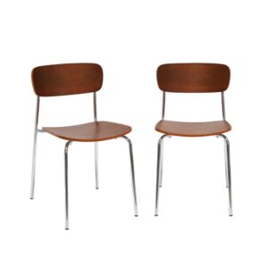 wohnli-moebel-suche-M25097074 Wohnli Möbelsuche - 2er-Set Vintage Stühle Chrom/nussbaumfarben