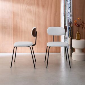 wohnli-moebel-suche-M25097077-1 2er-Set Stühle nussbaumfarben/weiß/schwarz 45x80x55cm PVC - Polyvinlychlorid Weiß sweeek Möbel Esszimmermöbel Stühle