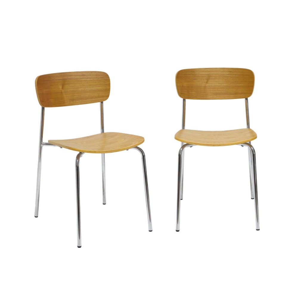 Wohnli Möbelsuche - 2er-Set Vintage Stühle Chrom/Eschenholzfurnier