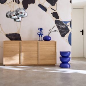 wohnli-moebel-suche-M25097085-1 Sideboard mit Holzlook 3 Türen B 160 x T 43 x H 75 cm 160x75x43cm Spanplatte Beige sweeek Möbel Esszimmermöbel Sideboards, Highboards & niedrige Anrichten