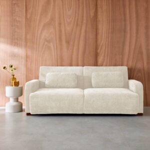3-Sitzer Schlafsofa mit Stoffbezug in antikweiß 211x85x92cm Holz Weiß sweeek Sofas und Sessel Sofas Ecksofas