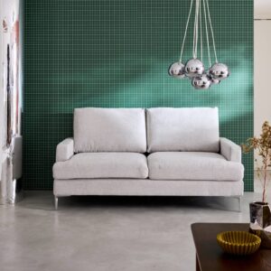 wohnli-moebel-suche-M25097100-1 3-Sitzer Sofa mit antikweißem Stoffbezug 173x89x90cm Holz Weiß sweeek Sofas und Sessel Sofas Ecksofas