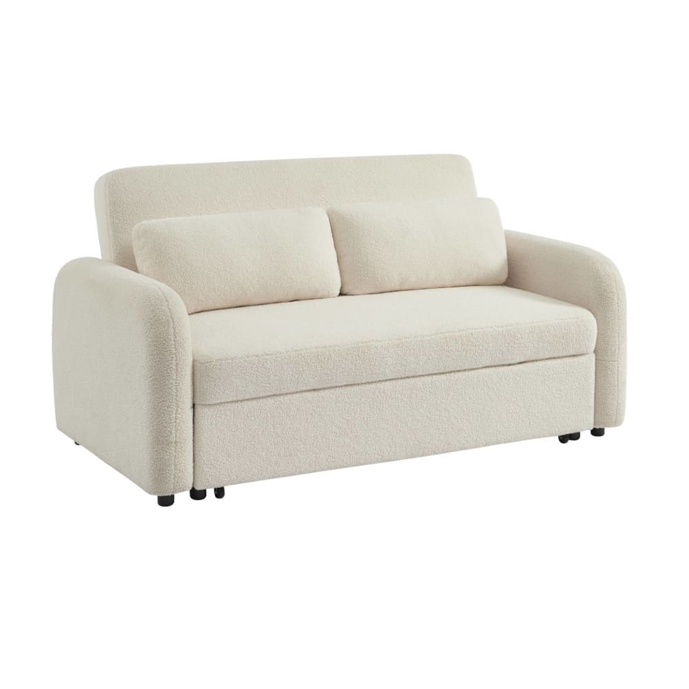 wohnli-moebel-suche-M25097117 Wohnli Möbelsuche - Abgerundetes 2-Sitzer Sofa mit cremefarbenem Bouclé-Bezug