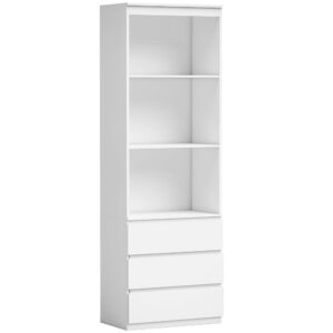 wohnli-moebel-suche-M25097694-1 Weißholz-Dreietagen-&Drei-Schubladen-Bücherregal 60x180x35cm Spanplatte Weiß Homcom Möbel Wohnzimmermöbel Bücherregale