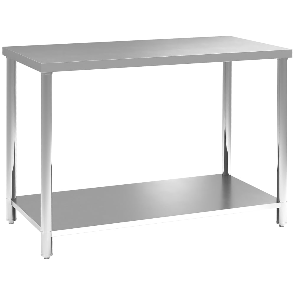 Wohnli Möbelsuche - Arbeits- & Regal-Tisch 2 Stufen Edelstahl Silber