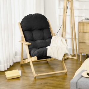 wohnli-moebel-suche-M25097753-1 Klapp- & Schaukelholzstuhl Schwarz 71x96x89cm Holz Schwarz Homcom Sofas und Sessel Sessel, Poufs und Fußbänke Sessel
