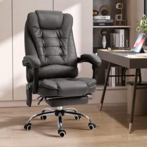 Fauteuil bureau ergonomique hauteur réglable microfibre gris foncé 65x119x70cm Stoff Grau Vinsetto Möbel Büromöbel Bürostühle