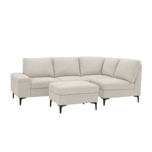 Wohnli Möbelsuche - 4/5-Sitzer-Ecksofa aus beigem Chenille-Stoff mit Ottomane