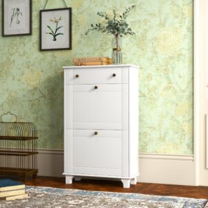 wohnli-moebel-suche-M25099188-1 Meuble chaussure entrée étroit avec tiroirs blanc 60x99x24cm Spanplatte Weiß Homcom Möbel Flurmöbel Schuhschränke