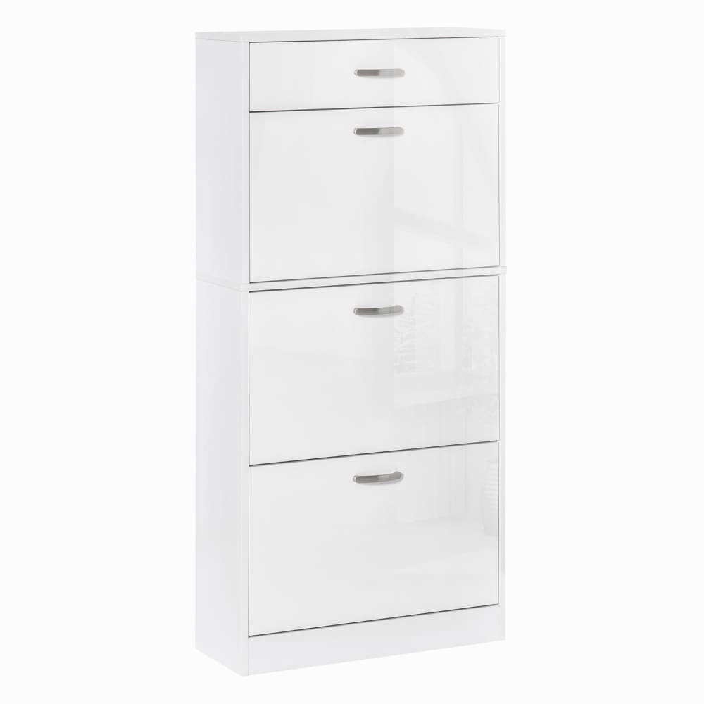 wohnli-moebel-suche-M25099190 Wohnli Möbelsuche - Meuble à chaussures 3 portes abattantes tiroir bois blanc