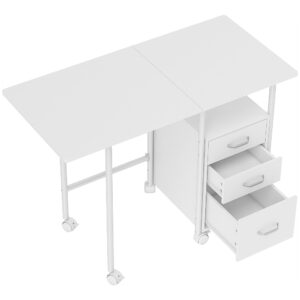 Wohnli Möbelsuche - Bureau d'ordinateur pliable sur roulettes en MDF et acier blanc