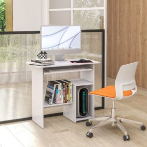 wohnli-moebel-suche-M25099207-1 Bureau d'ordinateur plateau pour clavier panneau de particules blanc 80x75x45cm Spanplatte Weiß Homcom Möbel Büromöbel Schreibtische