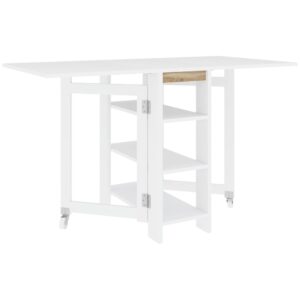 wohnli-moebel-suche-M25099250 Wohnli Möbelsuche - Table à manger pliable sur roulettes 2 abattants et 3 étagères blanc