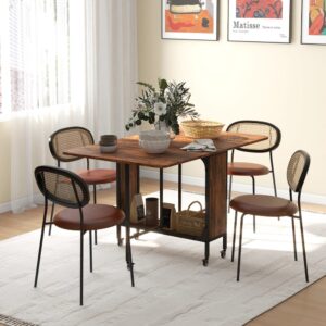 wohnli-moebel-suche-M25099256-1 Klapp- & Roll-Extensionstisch 6 Personen Braun 130x74x80cm Spanplatte Braun Homcom Möbel Esszimmermöbel Esstische