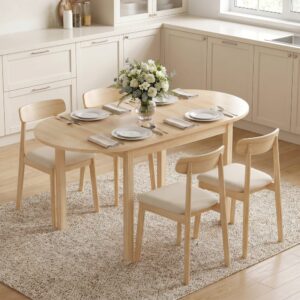 wohnli-moebel-suche-M25099257-1 Braun-Extendierbar-Klapptisch Massivholz 140x75x70cm Holz Beige Homcom Möbel Esszimmermöbel Esstische
