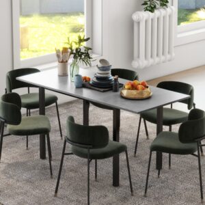 wohnli-moebel-suche-M25099258-1 Table à manger extensible 6 personnes acier gris foncé 160x76x70cm Spanplatte Grau Homcom Möbel Esszimmermöbel Esstische