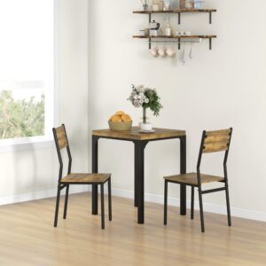 wohnli-moebel-suche-M25099267-1 Weißholz-Küchentisch mit 2 Einschubstühlen 60x76x60cm Spanplatte Braun Homcom Möbel Esszimmermöbel Tisch- und Stuhlset für den Außenbereich